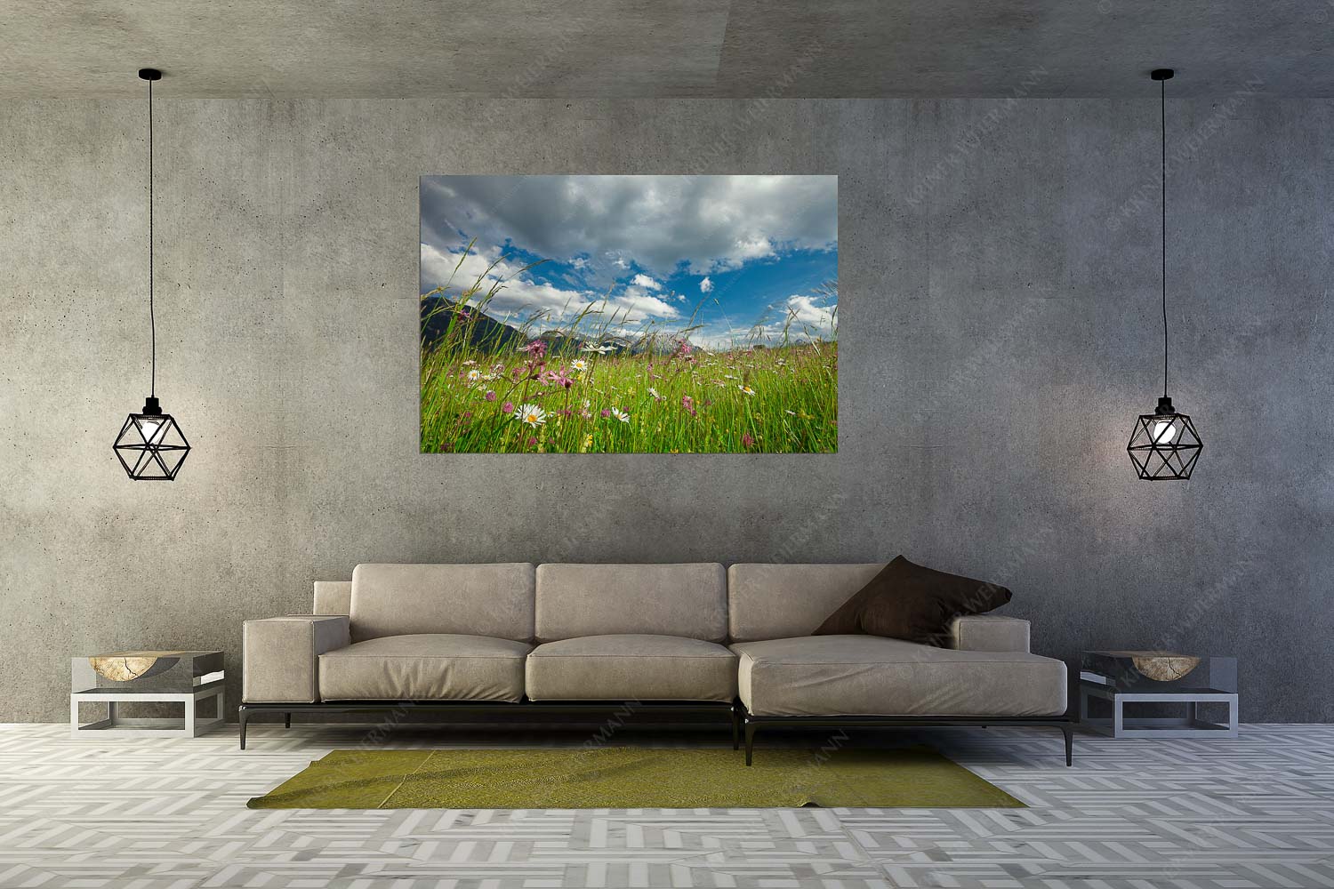 Sommer – Größe ca. 180x120cm, Seitenverhältnis 3:2 — Blumenwiese mit Karwendel Die Hochstraße zwischen Krün und Mittenwald ist durch ihre artenreichen Wiesen geprägt - Sommer - Größe ca. 180x120cm, Seitenverhältnis 3:2 - Blumenwiese mit Karwendel - weitere Infos unter https://www.kriner-weiermann.de