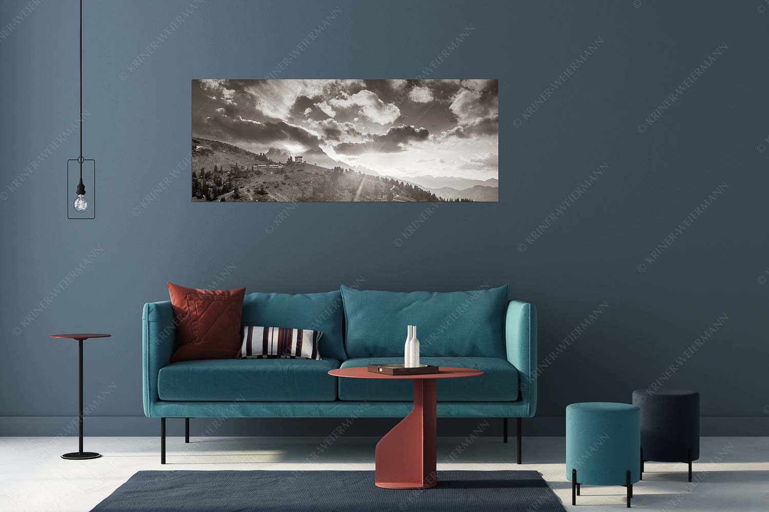 Sonnenkönig – Größe ca. 175x70cm, Seitenverhältnis 2,5:1 — Sonnenuntergang am Schachen Am Abend scheint die Sonne noch warm und in herrlichem Licht an das Schachenschloss - Sonnenkönig - Größe ca. 175x70cm, Seitenverhältnis 2,5:1 - Sonnenuntergang am Schachen - weitere Infos unter https://www.kriner-weiermann.de