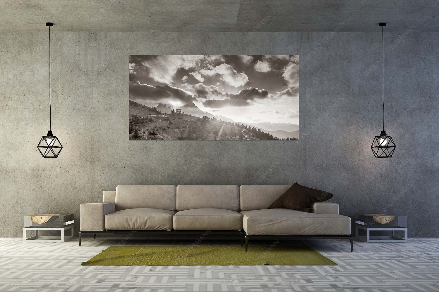 Sonnenkönig – Größe ca. 200x100cm, Seitenverhältnis 2:1 — Sonnenuntergang am Schachen Am Abend scheint die Sonne noch warm und in herrlichem Licht an das Schachenschloss - Sonnenkönig - Größe ca. 200x100cm, Seitenverhältnis 2:1 - Sonnenuntergang am Schachen - weitere Infos unter https://www.kriner-weiermann.de