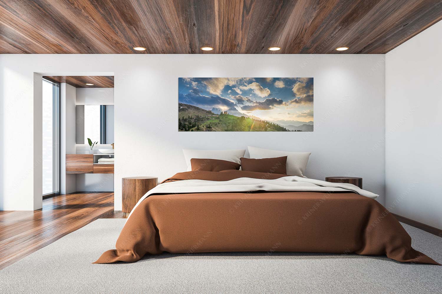 Sonnenkönig – Größe ca. 200x80cm, Seitenverhältnis 2,5:1 — Sonnenuntergang am Schachen Am Abend scheint die Sonne noch warm und in herrlichem Licht an das Schachenschloss - Sonnenkönig - Größe ca. 200x80cm, Seitenverhältnis 2,5:1 - Sonnenuntergang am Schachen - weitere Infos unter https://www.kriner-weiermann.de