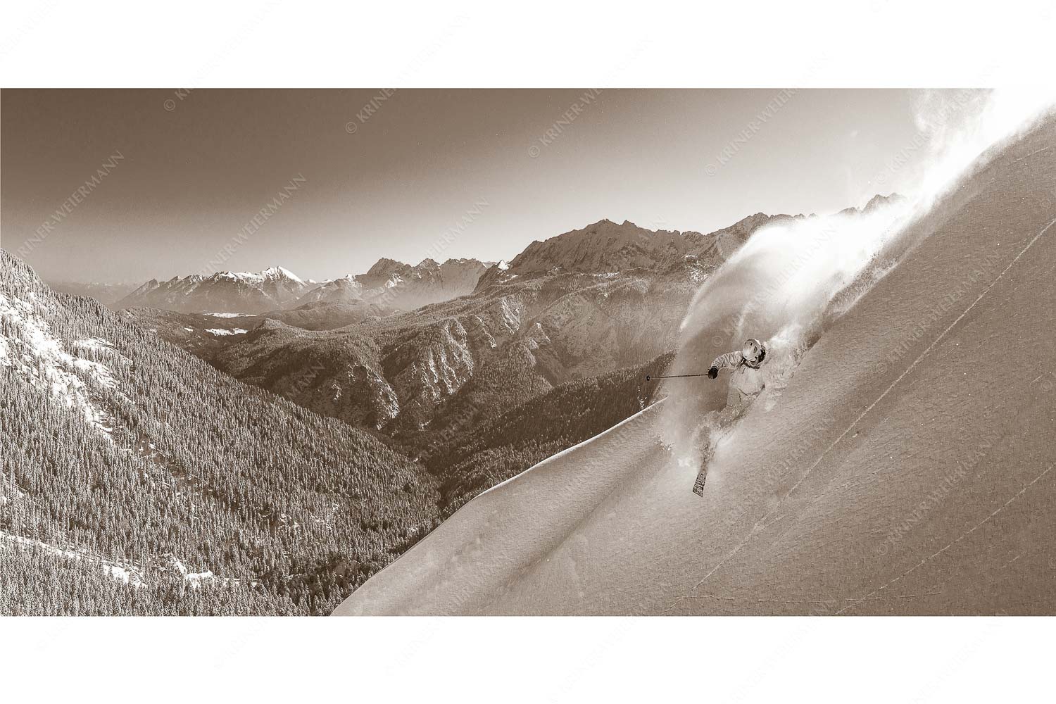 Spass mit Aussicht – Seitenverhältnis 2:1 — Freeriding im Wettersteingebirge Traumhafter Schnee mit überwältigender Aussicht verspricht dieser Tag