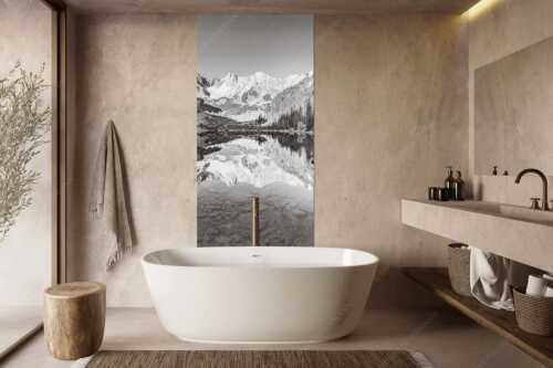 Blick über Soiernsee zur Schöttlkarspitze - Spiegelglatt - Größe ca. 100x200cm, Seitenverhältnis 1:2 - Spiegelung am Soiernsee mit Schöttlkarspitze - weitere Infos unter https://www.kriner-weiermann.de