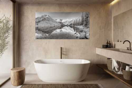 Blick über Soiernsee zur Schöttlkarspitze - Spiegelglatt - Größe ca. 180x90cm, Seitenverhältnis 2:1 - Spiegelung am Soiernsee mit Schöttlkarspitze - weitere Infos unter https://www.kriner-weiermann.de