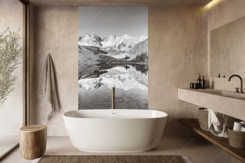 Blick über Soiernsee zur Schöttlkarspitze - Spiegelglatt - Größe ca. 160x240cm, Seitenverhältnis 2:3 - Spiegelung am Soiernsee mit Schöttlkarspitze - weitere Infos unter https://www.kriner-weiermann.de