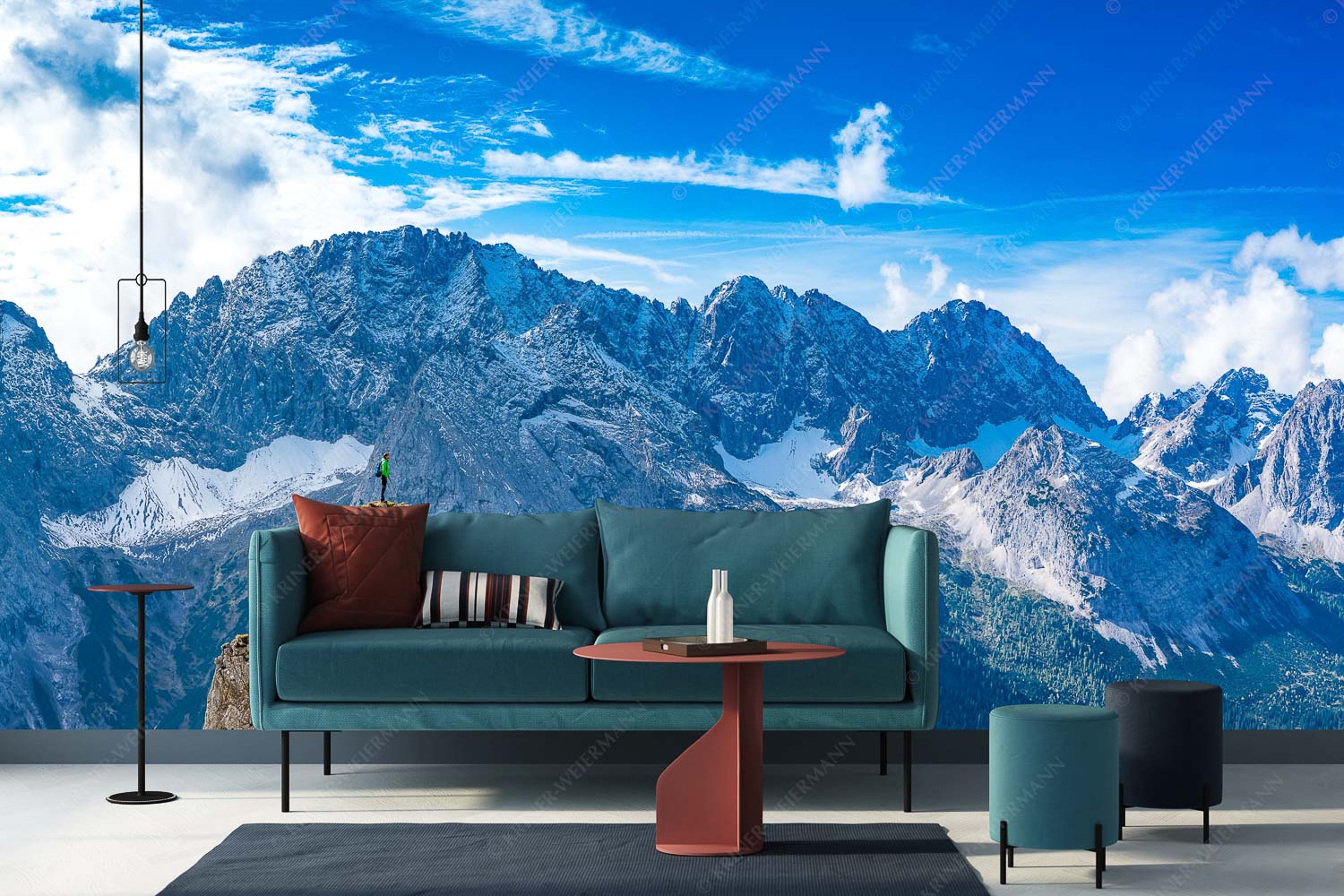 Standpunkt – Größe ca. 400x200cm, Seitenverhältnis 2:1 — Wanderer am Feldernjoch Blick vom Feldernjoch im Wetterstein auf die Mieminger Kette - Standpunkt - Größe ca. 400x200cm, Seitenverhältnis 2:1 - Wanderer am Feldernjoch - weitere Infos unter https://www.kriner-weiermann.de