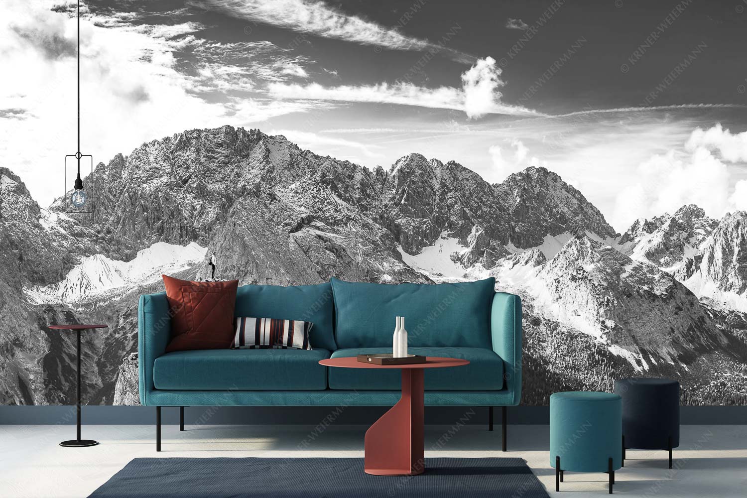 Standpunkt – Größe ca. 400x200cm, Seitenverhältnis 2:1 — Wanderer am Feldernjoch Blick vom Feldernjoch im Wetterstein auf die Mieminger Kette - Standpunkt - Größe ca. 400x200cm, Seitenverhältnis 2:1 - Wanderer am Feldernjoch - weitere Infos unter https://www.kriner-weiermann.de