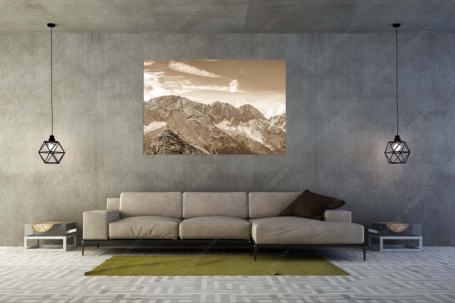 Standpunkt – Größe ca. 180x120cm, Seitenverhältnis 3:2 — Wanderer am Feldernjoch Blick vom Feldernjoch im Wetterstein auf die Mieminger Kette - Standpunkt - Größe ca. 180x120cm, Seitenverhältnis 3:2 - Wanderer am Feldernjoch - weitere Infos unter https://www.kriner-weiermann.de