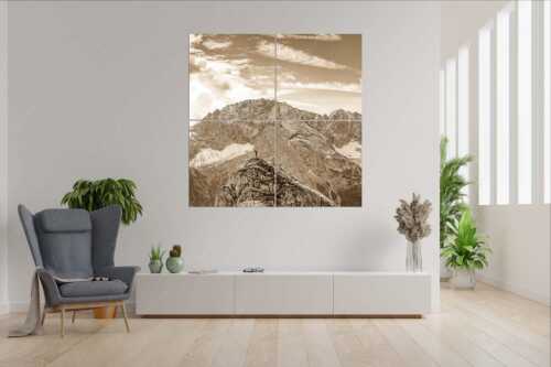 Blick vom Feldernjoch im Wetterstein auf die Mieminger Kette - Standpunkt - 4er Split, Größe ca. 180x180cm, Seitenverhältnis 1:1 - Wanderer am Feldernjoch - weitere Infos unter https://www.kriner-weiermann.de