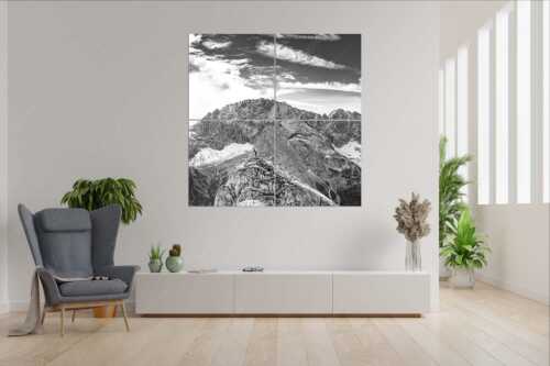Blick vom Feldernjoch im Wetterstein auf die Mieminger Kette - Standpunkt - 4er Split, Größe ca. 180x180cm, Seitenverhältnis 1:1 - Wanderer am Feldernjoch - weitere Infos unter https://www.kriner-weiermann.de