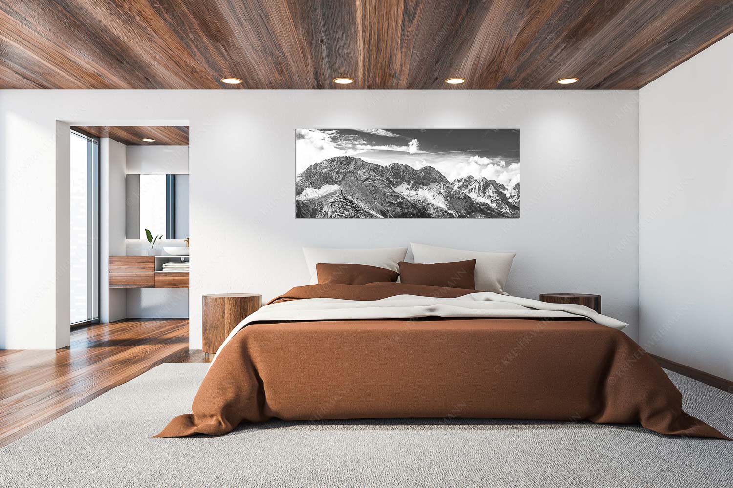 Blick vom Feldernjoch im Wetterstein auf die Mieminger Kette - Standpunkt - Größe ca. 200x80cm, Seitenverhältnis 2,5:1 - Wanderer am Feldernjoch - weitere Infos unter https://www.kriner-weiermann.de