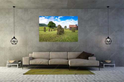 Heustanker bei Wamberg im Werdenfelserland - Stanker und Stadel - Größe ca. 180x120cm, Seitenverhältnis 3: - Heuarbeit Heustanker - weitere Infos unter https://www.kriner-weiermann.de