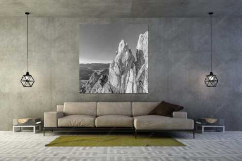 Klettern im Karwendel hoch über dem Oberen Isartal und Mittenwald - Steiler Zahn - Größe ca. 160x160cm, Seitenverhältnis 1:1 - Klettern im Karwendel - weitere Infos unter https://www.kriner-weiermann.de