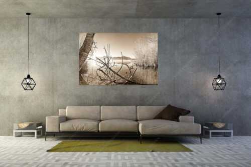 Idylische Ruhe am See - Stiller Morgen am See - Größe ca. 180x120cm, Seitenverhältnis 3:2 - Sonnenaufgang am Eichsee - weitere Infos unter https://www.kriner-weiermann.de