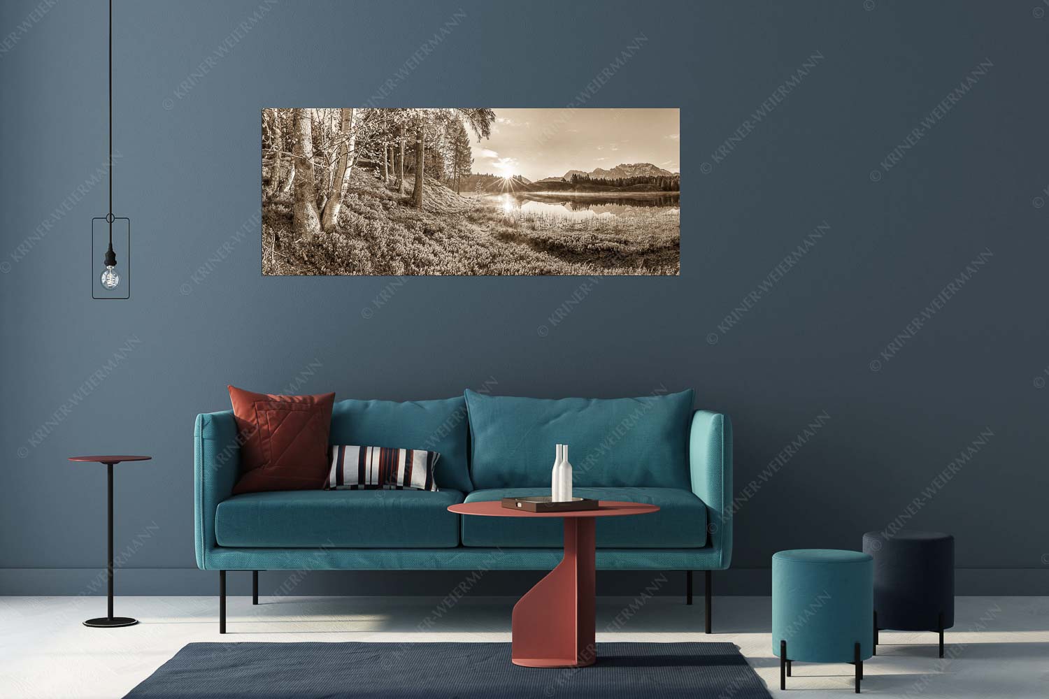 Stiller Morgen – Größe ca. 175x70cm, Seitenverhältnis 2,5:1 — Wildensee und Karwendel Blick über den Wildensee zum Sonnenaufgang am Soierngebirge und Karwendel - Stiller Morgen - Größe ca. 175x70cm, Seitenverhältnis 2,5:1 - Wildensee und Karwendel - weitere Infos unter https://www.kriner-weiermann.de