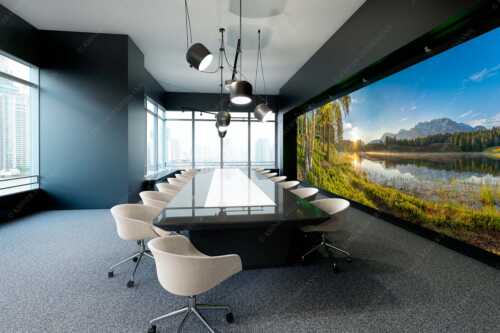 Blick über den Wildensee zum Sonnenaufgang am Soierngebirge und Karwendel - Stiller Morgen - Größe ca. 600x200cm, Seitenverhältnis 3:1 - Wildensee und Karwendel - weitere Infos unter https://www.kriner-weiermann.de