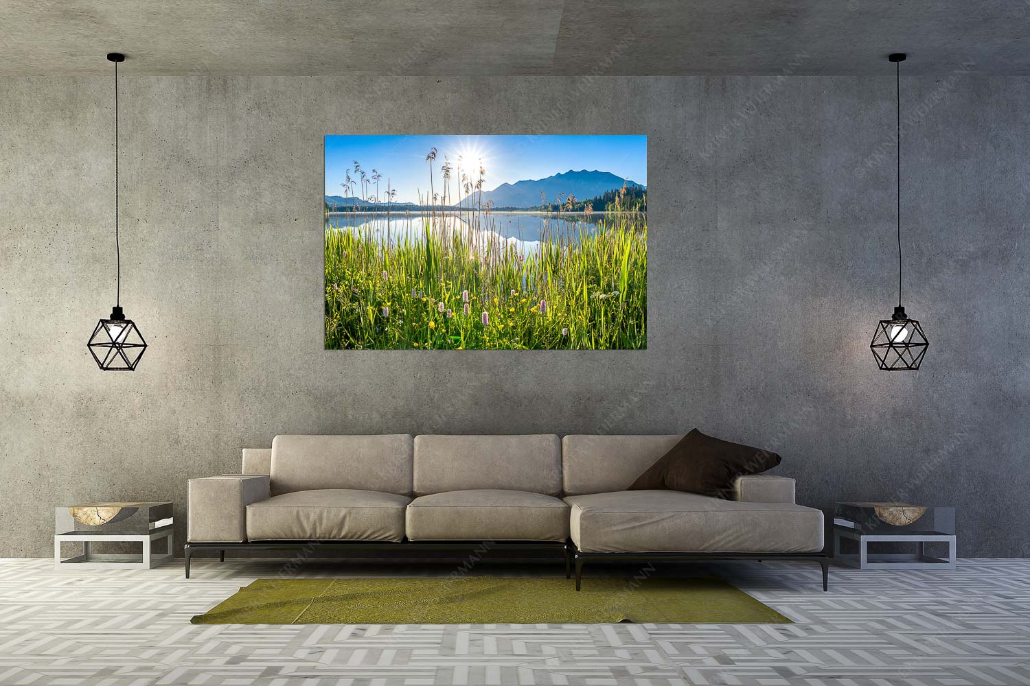 Strahlkraft – Größe ca. 180x120cm, Seitenverhältnis 3:2 — Barmseeufer mit Soierngebirge Blick übern Barmsee zum Soierngebirge - Strahlkraft - Größe ca. 180x120cm, Seitenverhältnis 3:2 - Barmseeufer mit Soierngebirge - weitere Infos unter https://www.kriner-weiermann.de