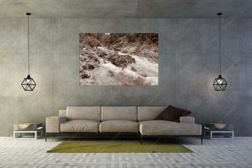 Wild bahnt sich der Rißbach seinen Weg durch das Karwendelgebirge - Stromschnelle - Größe ca. 180x120cm, Seitenverhältnis 3:2 - Wildwasser Rißbach - weitere Infos unter https://www.kriner-weiermann.de