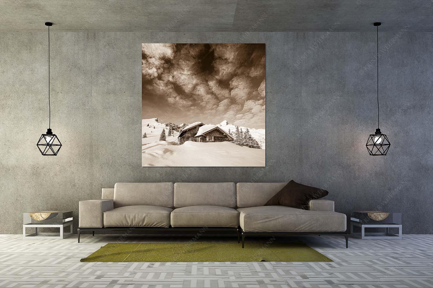 Die Stuibenhütte dient im Sommer als Unterkunft für den Almhirten der Kreuzalm - Stuibenhütte - Größe ca. 160x160cm, Seitenverhältnis 1:1 - Alpspitze - weitere Infos unter https://www.kriner-weiermann.de