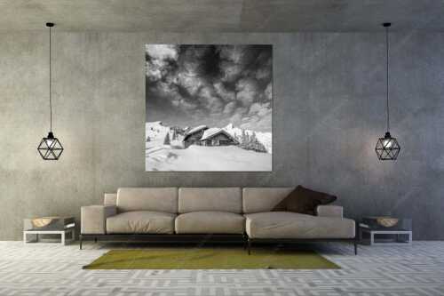 Die Stuibenhütte dient im Sommer als Unterkunft für den Almhirten der Kreuzalm - Stuibenhütte - Größe ca. 160x160cm, Seitenverhältnis 1:1 - Alpspitze - weitere Infos unter https://www.kriner-weiermann.de