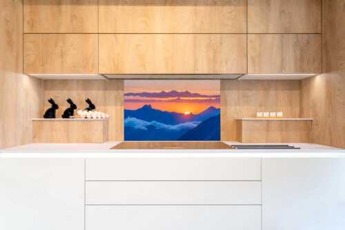 Blick aus dem Karwendel zum Sonnenaufgang am Roß- und Buchstein - Tagesanbruch - Größe ca. 90x60cm, Seitenverhältnis 3:2 - Sonnenaufgang Rossstein Buchstein - weitere Infos unter https://www.kriner-weiermann.de