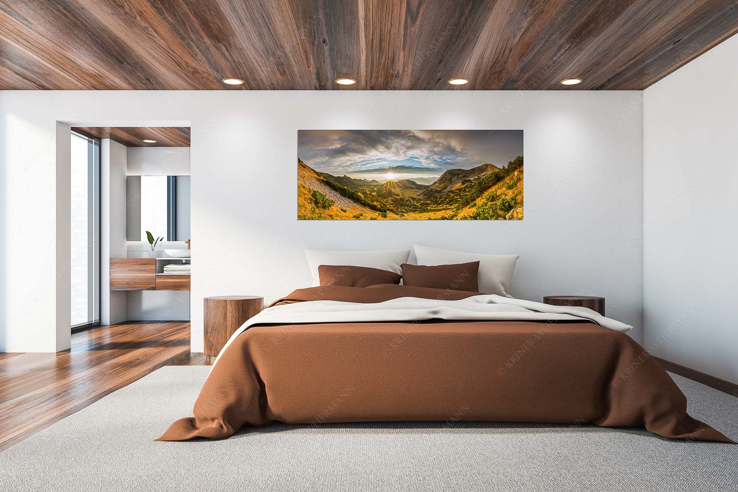 Laubfärbung zwischen Hoher Kiste und Krottenkopf im Estergebirge mit Karwendelblick - Tal der Farben - Größe ca. 200x80cm, Seitenverhältnis 2,5:1 - Herbstfärbung im Estergebirge - weitere Infos unter https://www.kriner-weiermann.de