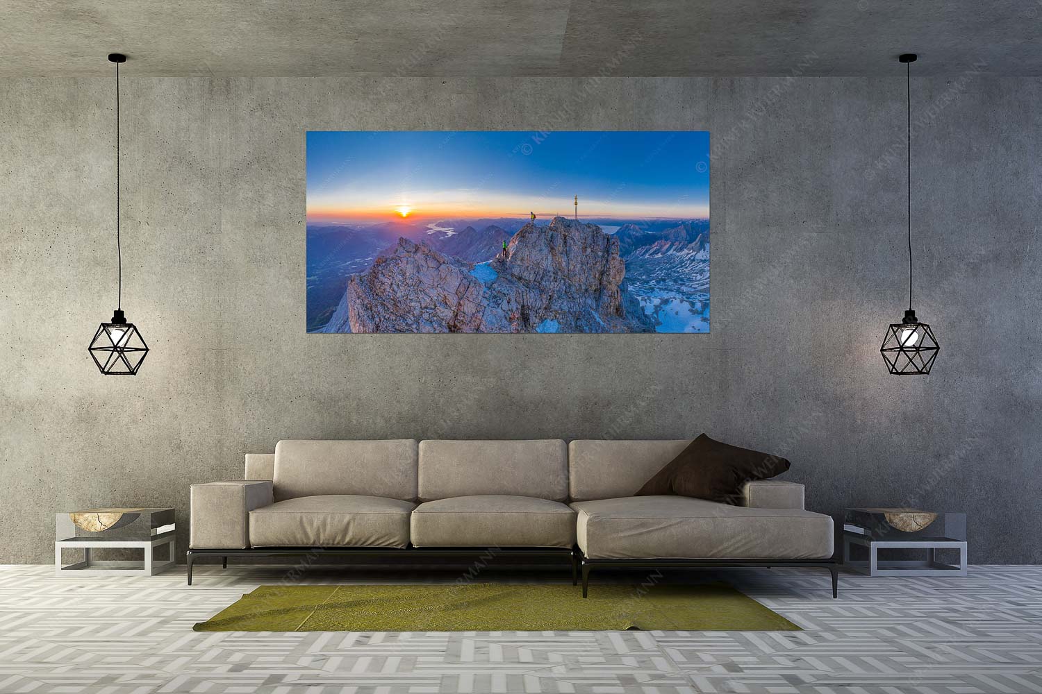 to the top – Größe ca. 200x100cm, Seitenverhältnis 2:1 — Zugspitze Bergsteiger am Zugspitzgipfel bei Sonnenaufgang - to the top - Größe ca. 200x100cm, Seitenverhältnis 2:1 - Zugspitze - weitere Infos unter https://www.kriner-weiermann.de