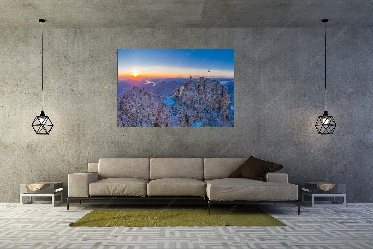 to the top – Größe ca. 180x120cm, Seitenverhältnis 3:2 — Zugspitze Bergsteiger am Zugspitzgipfel bei Sonnenaufgang - to the top - Größe ca. 180x120cm, Seitenverhältnis 3:2 - Zugspitze - weitere Infos unter https://www.kriner-weiermann.de
