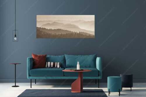 Morgenstimmung bei der Krüner Alm mit Panoramablick vom Wendelstein bis Zugspitze - Über d Oima - Größe ca. 175x70cm, Seitenverhältnis 2,5:1 - Bayerische Voralpen mit Krüner Alm - weitere Infos unter https://www.kriner-weiermann.de