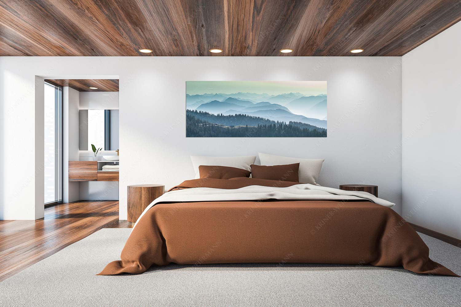 Über d Oima – Größe ca. 200x80cm, Seitenverhältnis 2,5:1 — Bayerische Voralpen mit Krüner Alm Morgenstimmung bei der Krüner Alm mit Panoramablick vom Wendelstein bis Zugspitze - Über d Oima - Größe ca. 200x80cm, Seitenverhältnis 2,5:1 - Bayerische Voralpen mit Krüner Alm - weitere Infos unter https://www.kriner-weiermann.de