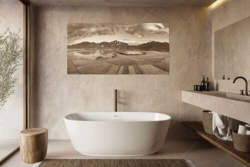 Blick über den Kochelsee zum Jochberg und Herzogstand - Überm Kochelsee - Größe ca. 180x90cm, Seitenverhältnis 2:1 - Jochberg und Herzogstand - weitere Infos unter https://www.kriner-weiermann.de