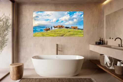 Hirte mit Jungvieh auf der Kuhalm im Estergebirge - Ums Vieh schaun - Größe ca. 180x90cm, Seitenverhältnis 2:1 - Hirte im Estergebirge - weitere Infos unter https://www.kriner-weiermann.de