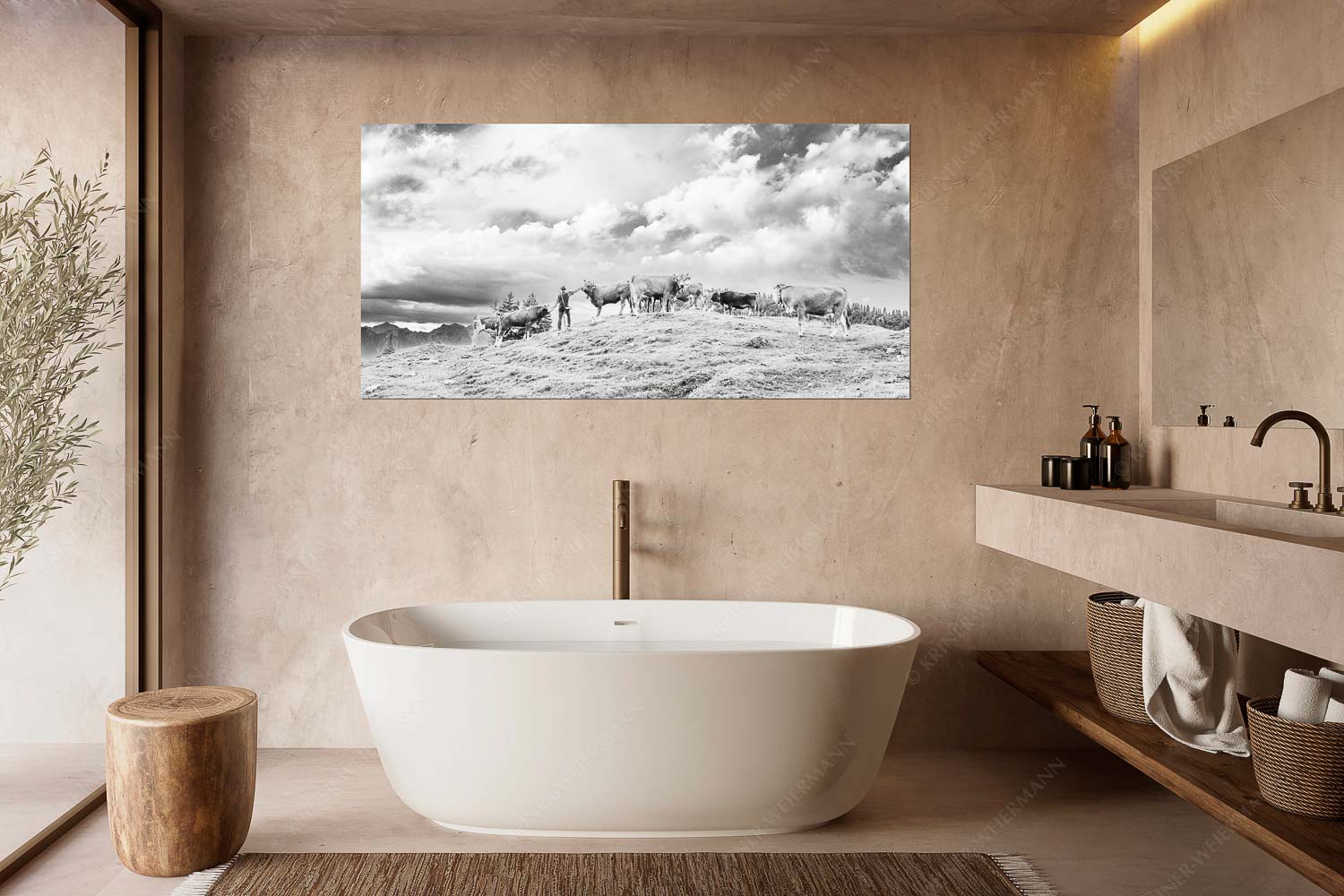 Ums Vieh schaun – Größe ca. 180x90cm, Seitenverhältnis 2:1 — Hirte im Estergebirge Hirte mit Jungvieh auf der Kuhalm im Estergebirge - Ums Vieh schaun - Größe ca. 180x90cm, Seitenverhältnis 2:1 - Hirte im Estergebirge - weitere Infos unter https://www.kriner-weiermann.de