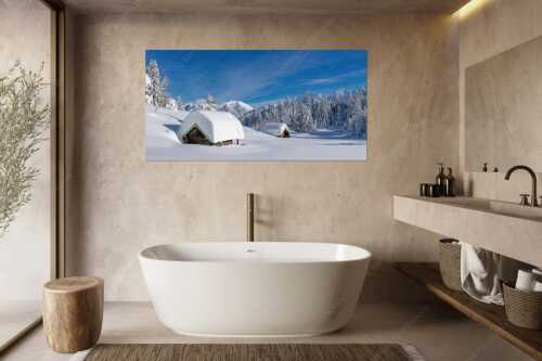 Unberührte Winterlandschaft nach ergiebigen Neuschneefällen im Kranzberggebiet - Unberührt - Größe ca. 180x90cm, Seitenverhältnis 2:1 - Winter im Karwendel - weitere Infos unter https://www.kriner-weiermann.de
