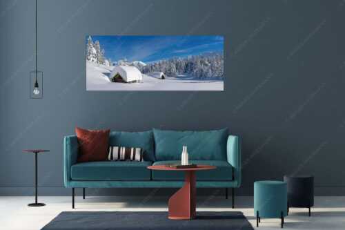 Unberührte Winterlandschaft nach ergiebigen Neuschneefällen im Kranzberggebiet - Unberührt - Größe ca. 175x70cm, Seitenverhältnis 2,5:1 - Winter im Karwendel - weitere Infos unter https://www.kriner-weiermann.de
