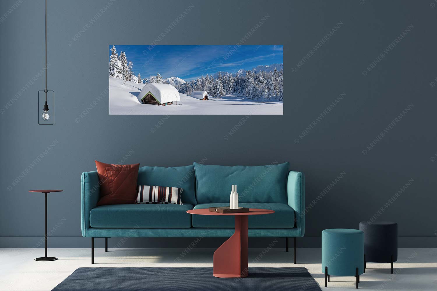 Unberührte Winterlandschaft nach ergiebigen Neuschneefällen im Kranzberggebiet - Unberührt - Größe ca. 175x70cm, Seitenverhältnis 2,5:1 - Winter im Karwendel - weitere Infos unter https://www.kriner-weiermann.de