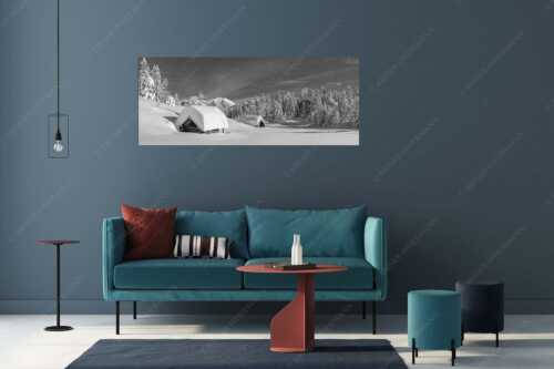 Unberührte Winterlandschaft nach ergiebigen Neuschneefällen im Kranzberggebiet - Unberührt - Größe ca. 175x70cm, Seitenverhältnis 2,5:1 - Winter im Karwendel - weitere Infos unter https://www.kriner-weiermann.de