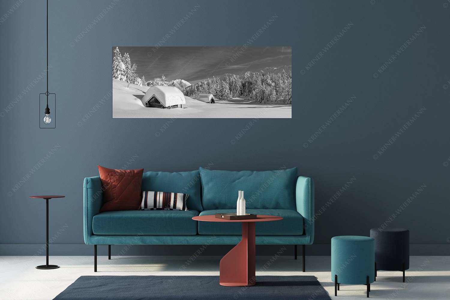 Unberührte Winterlandschaft nach ergiebigen Neuschneefällen im Kranzberggebiet - Unberührt - Größe ca. 175x70cm, Seitenverhältnis 2,5:1 - Winter im Karwendel - weitere Infos unter https://www.kriner-weiermann.de