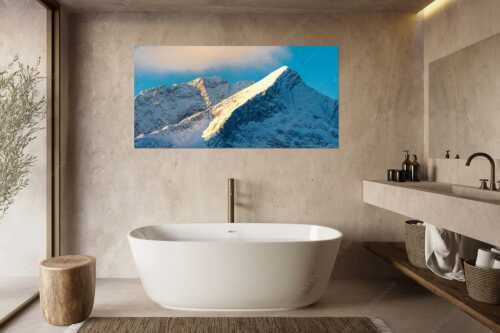 Alpspitze mit Hochblassen dahinter - Unverkennbar - Größe ca. 180x90cm, Seitenverhältnis 2:1 - Alpspitze im Wetterstein - weitere Infos unter https://www.kriner-weiermann.de