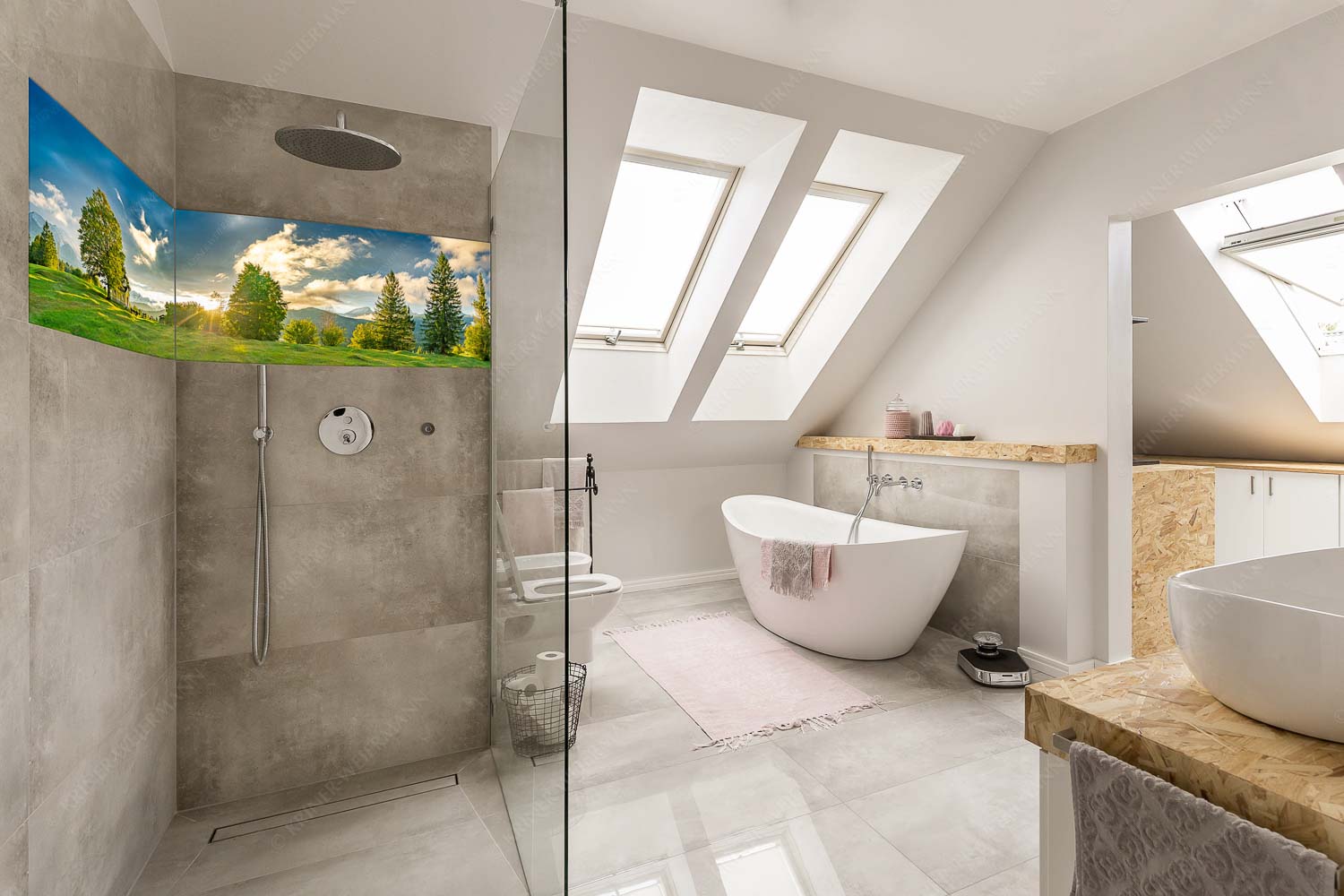 Sonnenuntergang an der Kapelle Maria Rast in Krün mit Zugspitze - Verblendet - Größe ca. 240x60cm, Seitenverhältnis 4:1 - Kapelle Maria Rast - weitere Infos unter https://www.kriner-weiermann.de