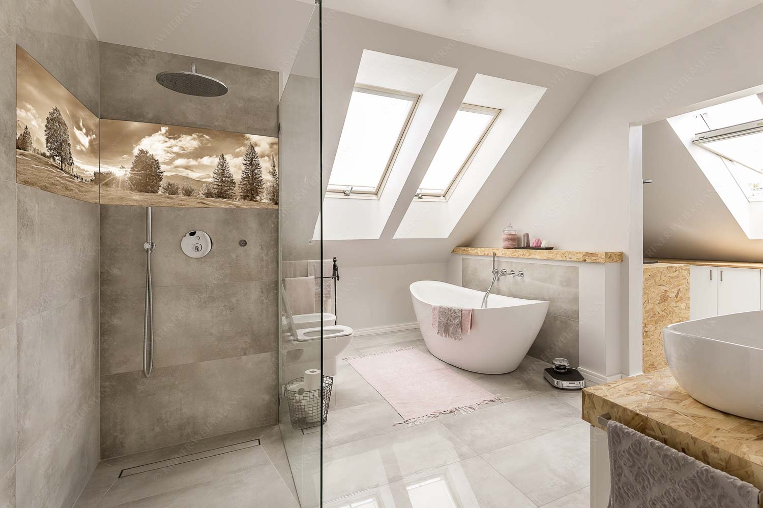 Sonnenuntergang an der Kapelle Maria Rast in Krün mit Zugspitze - Verblendet - Größe ca. 240x60cm, Seitenverhältnis 4:1 - Kapelle Maria Rast - weitere Infos unter https://www.kriner-weiermann.de