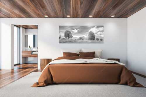 Sonnenuntergang an der Kapelle Maria Rast in Krün mit Zugspitze - Verblendet - Größe ca. 200x80cm, Seitenverhältnis 2,5:1 - Kapelle Maria Rast - weitere Infos unter https://www.kriner-weiermann.de