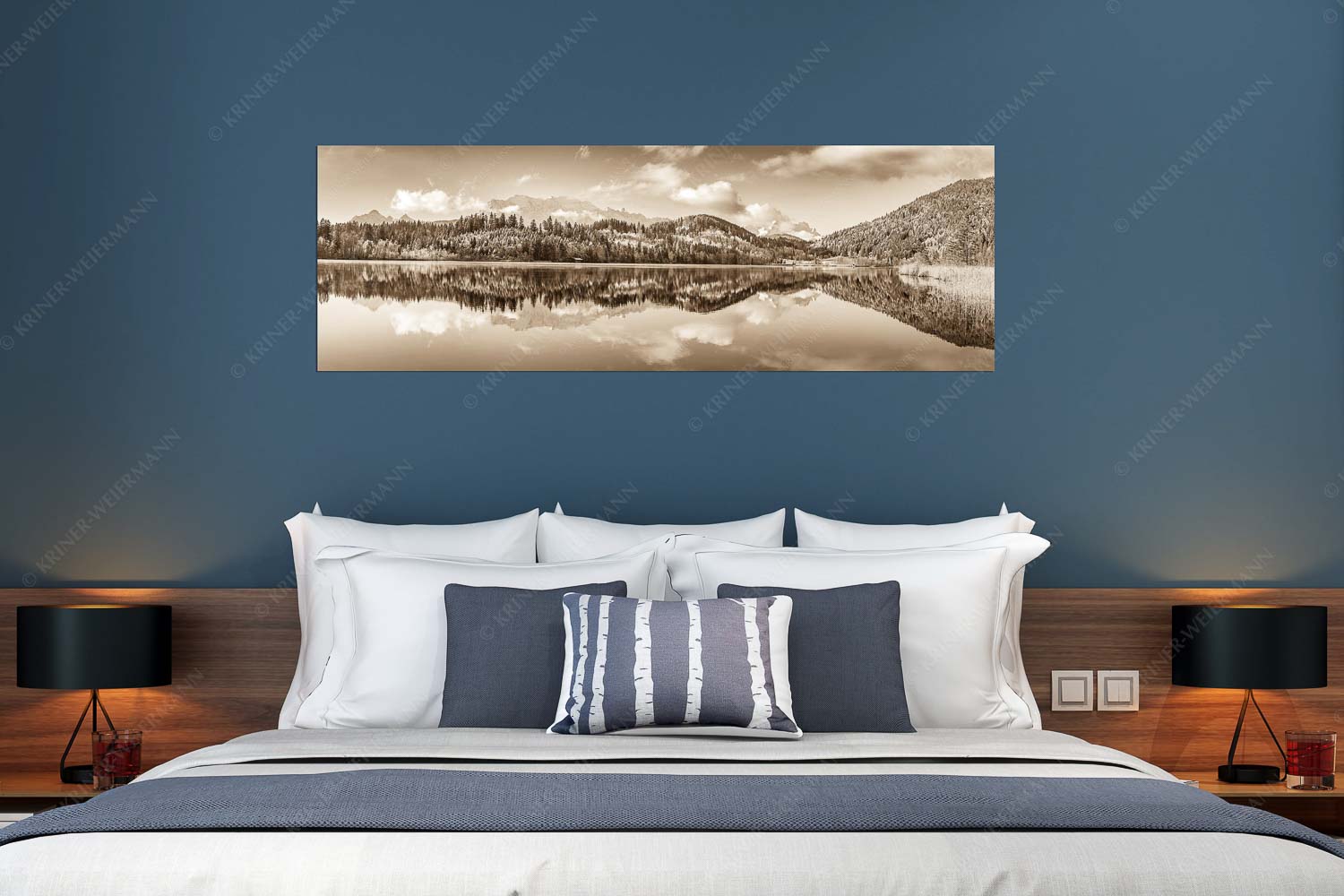 Versöhnlicher Morgen – Größe ca. 180x60cm, Seitenverhältnis 3:1 — Barmsee Spiegelung mit Wetterstein Blick über den Barmsee mit Spiegelung der Landschaft im See zum Wettersteingebirge - Versöhnlicher Morgen - Größe ca. 180x60cm, Seitenverhältnis 3:1 - Barmsee Spiegelung mit Wetterstein - weitere Infos unter https://www.kriner-weiermann.de