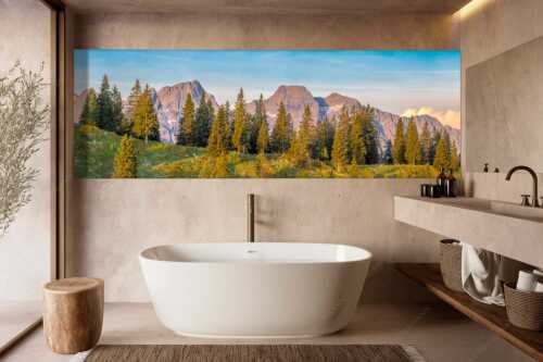 Blick von der Moosenalm auf Vogelkar- und Östlicher Karwendelspitze - Versteckte Riesen - Größe ca. 300x100cm, Seitenverhältnis 3:1 - Vogelkar und Östliche Karwendelspitze - weitere Infos unter https://www.kriner-weiermann.de