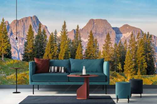Blick von der Moosenalm auf Vogelkar- und Östlicher Karwendelspitze - Versteckte Riesen - Größe ca. 400x200cm, Seitenverhältnis 2:1 - Vogelkar und Östliche Karwendelspitze - weitere Infos unter https://www.kriner-weiermann.de