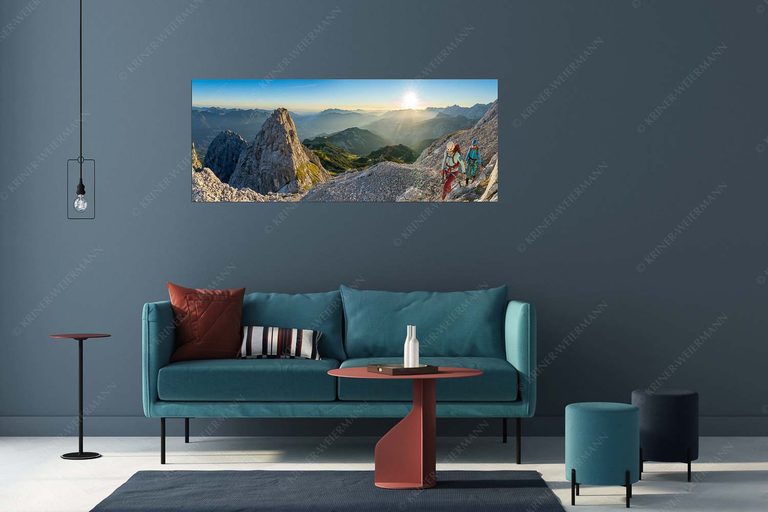 Unterwegs zur Alpspitze über die Ferrata im Wettersteingebirge - Via Ferrata VII - Größe ca. 175x70cm, Seitenverhältnis 2,5:1 - Bergsteiger Ferrata Alpspitze - weitere Infos unter https://www.kriner-weiermann.de