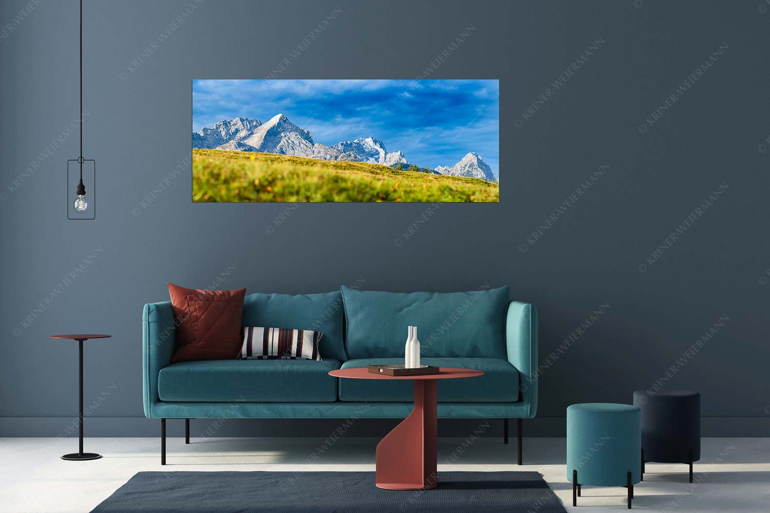 Viele gute Bekannte – Größe ca. 175x70cm, Seitenverhältnis 2,5:1 — Alpspitze Zugspitze Waxenstein Blick aufs Zugspitzmassiv im Wettersteingebirge - Viele gute Bekannte - Größe ca. 175x70cm, Seitenverhältnis 2,5:1 - Alpspitze Zugspitze Waxenstein - weitere Infos unter https://www.kriner-weiermann.de