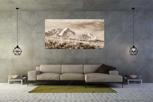 Blick aufs Zugspitzmassiv im Wettersteingebirge - Viele gute Bekannte - Größe ca. 200x100cm, Seitenverhältnis 2:1 - Alpspitze Zugspitze Waxenstein - weitere Infos unter https://www.kriner-weiermann.de