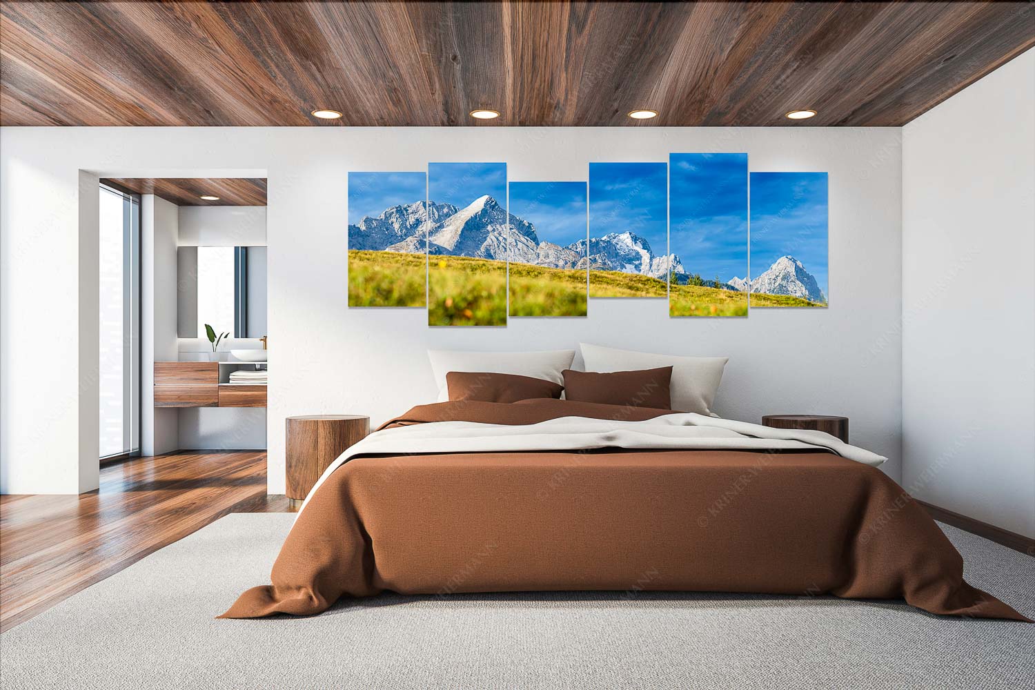 Viele gute Bekannte – 6er Split, Größe ca. 280x112cm, Seitenverhältnis 2,5:1 — Alpspitze Zugspitze Waxenstein Blick aufs Zugspitzmassiv im Wettersteingebirge - Viele gute Bekannte - 6er Split, Größe ca. 280x112cm, Seitenverhältnis 2,5:1 - Alpspitze Zugspitze Waxenstein - weitere Infos unter https://www.kriner-weiermann.de
