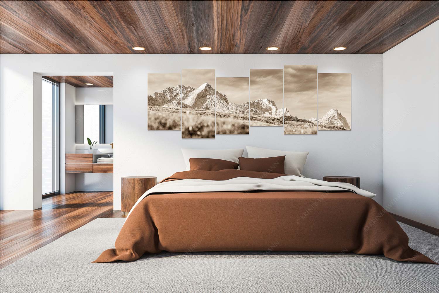 Blick aufs Zugspitzmassiv im Wettersteingebirge - Viele gute Bekannte - 6er Split, Größe ca. 280x112cm, Seitenverhältnis 2,5:1 - Alpspitze Zugspitze Waxenstein - weitere Infos unter https://www.kriner-weiermann.de