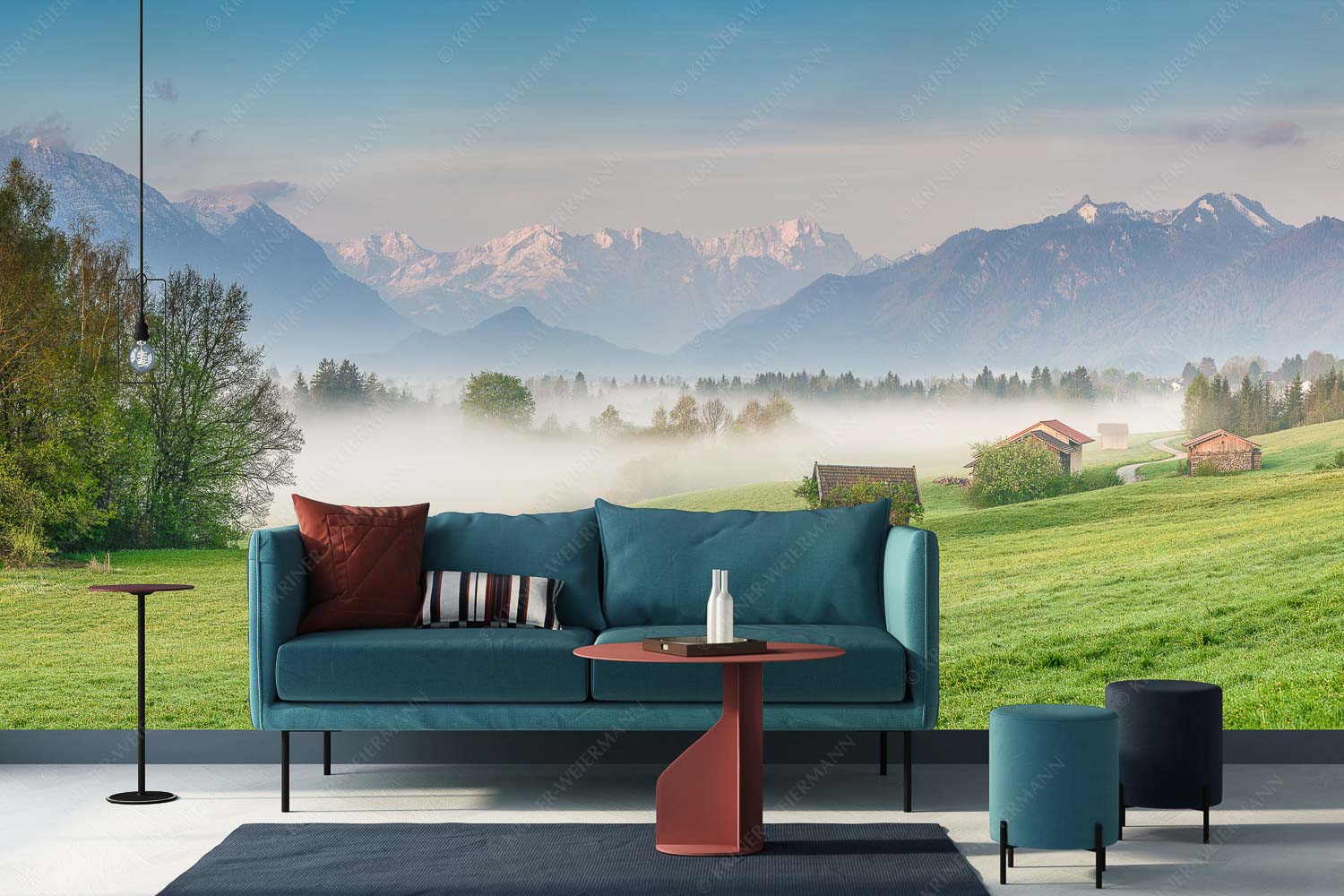 Von draußen rein – Größe ca. 400x200cm, Seitenverhältnis 2:1 — Zugspitzblick von Murnau Eine sanfte Nebelstimmung verschleiert den Blick durch das Loisachtal zum Wettersteingebirge - Von draußen rein - Größe ca. 400x200cm, Seitenverhältnis 2:1 - Zugspitzblick von Murnau - weitere Infos unter https://www.kriner-weiermann.de